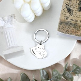 MUCOOS Cat Keyring, Cute Pet Keyring, Cat Lover Keyring, Gift for Friends, Gift for Women, Car Keyring, Silver3