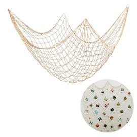 Fishing Net Decoration 6.56ft x 3.28ft Cotton Fish Netting Decoration Wall Hanging Fishing Net Decorative Fish Netting for Home Wall Beach Themed Parties (Beige)