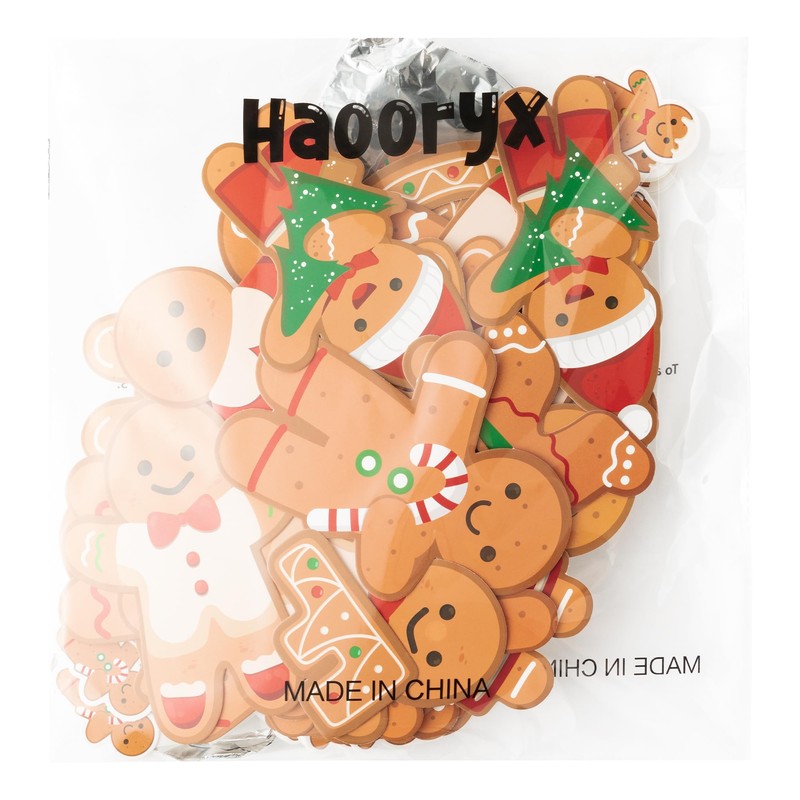 Haooryx Christmas Winter Gingerbread Man Bulletin Board Classroom Decoration Set