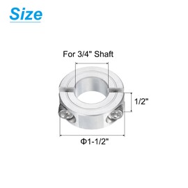 sourcing map Double Split Clamp-On Shaft Collar for 3/4" Shaft, Two-Piece Clamping Collar 1-1/2" OD, 1/2" Thickness, Aluminum Alloy Set Screw Split Collar Clamp