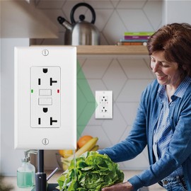 Wengart GFCI Outlet Tamper Resistant,LED Indicator,Ground Fault Electric with Decor Wall Plates and Screws,UL Listed,Back &Side Wire,White (Non-TR_20A 1Pack)