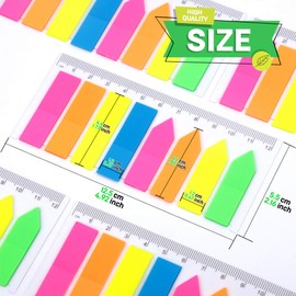 FANDAMEI 12 Pack Neon Index Flags - 1920 pcs Multicolour Index Tab Sticky Page Markers, Rectangle & Arrow Coloured Tabs, Translucent Sticker Tabs Note Flags with 12 cm Ruler for Book as Reading Label