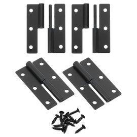 sourcing map 4 Pcs Lift Off Hinge, 2.5" Detachable Lift Off Hinges Left Handed Slip Joint Small Flag Hinges Rising Butt Door Hinges, Black