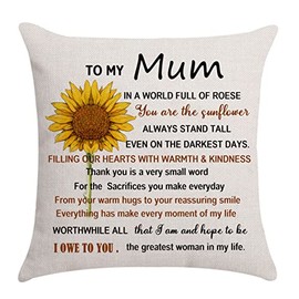 Aocaso Mum Gifts: Daughter & Son Birthday Gifts - Cushion Cover & Throw Pillow Set for Mum, Mother, Mama, Mom