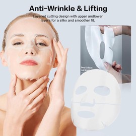 Deep Collagen Wrinkle Lifting Mask 4Pcs, Facial Masks for Overnight Firming and Hydration - Pure Collagen Films for Enhanced Skin Elasticity Firming And Moisturizing