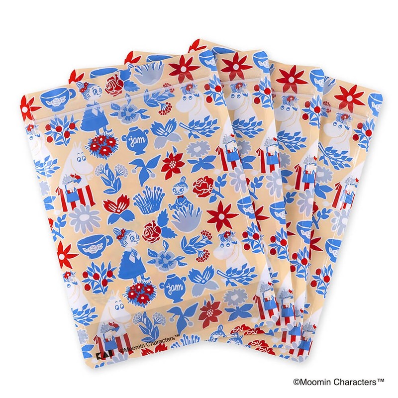 Kai DN0609 Moomin Wrapping Bag, Set of 5, Flower Garden,