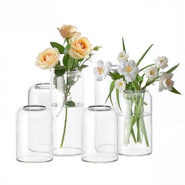 Set of 24 Clear Glass Bud Vases Cylinder Flower Vase for Rustic Farmhouse Centerpieces, Wedding Table Decor, Home Aesthetic, Party & Event Decoration, Vases in Bulk (Flowers Not Included)