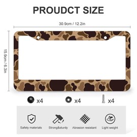 JOJOART Duck Vintage Camouflage License Plate Frame-2 Pack Front Rear Aluminum Car Tag Holder License Plate Cover Accessories 2 Hole Fits Standard U.S. Vehicles 12.2 * 6.3in