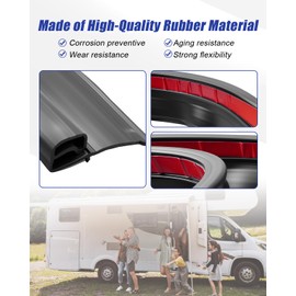 5FT RV Slide Out Rubber Weatherstrip Seal, 1″ D Bulb & 2″ Wiper Seal Combo with Adhesive Backing for RV Camper Slideout System, 5 Feet