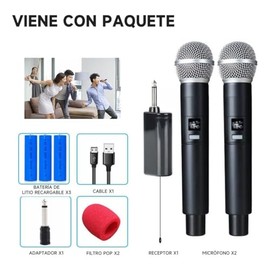 SM58 Microfonos Inalambricos 2 de Mano Dinamico UHF con Receptor 50m Rango para DJ Karaoke en Hogar Cantar Grabación de Vídeo de Conferencias, Entrevi