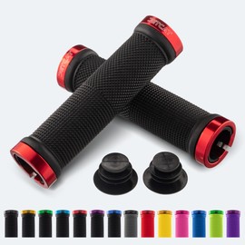 JETCAT Bike Grips, Bike Handlebar Grips, Mountain Bike Grips Handlebar, MTB Grips, Bicycle Grips BMX Grips, Bicycle Handlebar Grips Handles for Adults. Ebike, MTB, Scooter, Lock on, Black/Red