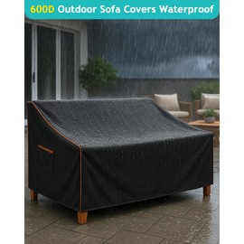 Outdoor Sofa Cover, Waterproof Patio Furniture Cover 90W x 36D x 33H inches Heavy Duty 600D Oxford Fabric Black