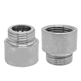 2pcs 1/2" G Male to 1/2" G Female Thread Shower Head Extension Arm Stainless Steel Shower Head Extender Shower Pipe Extension Fitting Adapter(Extension Length 15mm/0.6")