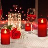 Flameless Battery Operated Flickering Candles:3PACK Red Real Wax Pillar Candle,Electric