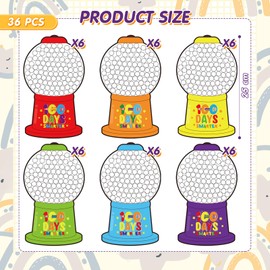 Lunmon 100 Days of School Gumball Crafts Color Matching Paper Gumball Machine 100th Day of School Craft Kit for Teacher Kids 100 Days of School Celebration Party Classroom Activities Supplies (36 Pcs)