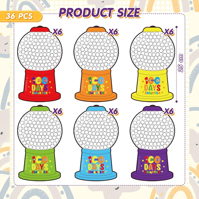 Lunmon 100 Days of School Gumball Crafts Color Matching Paper