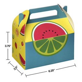 Hammont Paper Treat Boxes - (10 Pack) - Party Favors Treat Container Cookie Boxes Cute Designs Perfect for Parties and Celebrations 6.25" x 3.75" x 3.5" (Fruit)