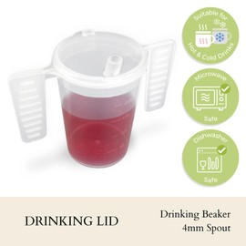 Life With Dignity Cup with Wing Handle and Drinking Lid, Adult Cup for Seniors, Dementia Cup, Adult Drinking Cup for Seniors, Two-Handed Drinking Cup, Small Drinking Spout Lid