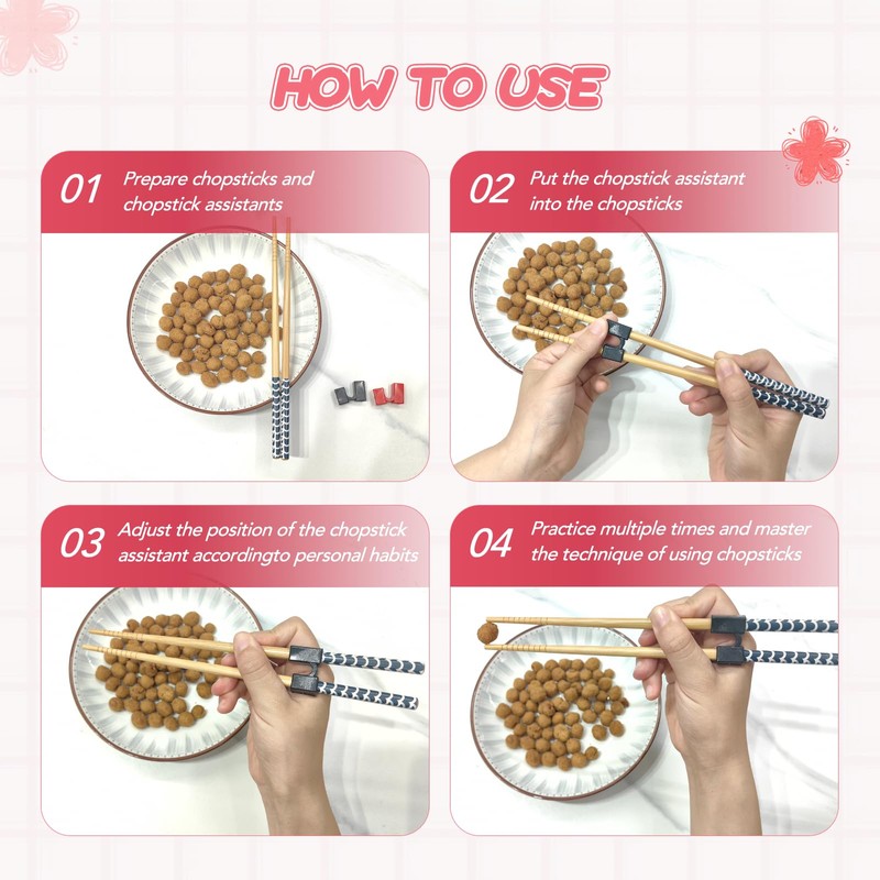 EAEDMY 5 Pairs Kid Adult Training Chopsticks Trainers for Beginners,