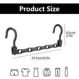 10 Clothes Hangers Space Saving Clothes Hangers with Double Hooks for Wardrobe Organiser Clothes Hanger Plastic with 5 Holes 360° Rotation, Ideal as Dormitory, Bedroom and Home and Motorhome