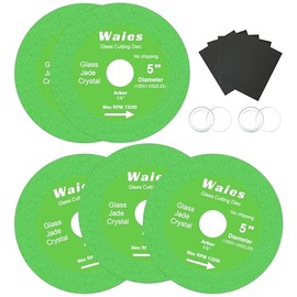 Waies Glass Cutting Disc with 125 mm x 22.23 mm Glass Ceramic Cutting Disc for Angle Grinder Diamond Saw Blade for Grinding Glass, Jade, Crystal Tiles (Pack of 5)