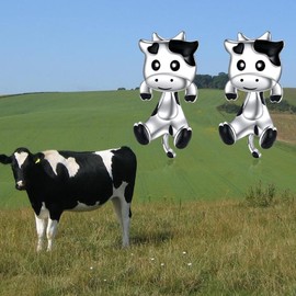 Hypoallergenic cute animal women's earrings, small cow pendant earrings, birthday party jewelry (Silvery, One size)