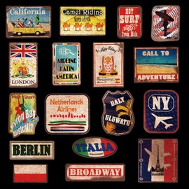 Retro Vintage Stickers, 36 Large Travel Stickers for Car, Suitcase, Skateboard, Skate, Guitar