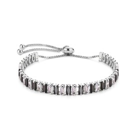 CERSLIMO Bracelets for Womens - Silver Tennis Bracelet Adjustable Size for Women Girls, Crystal Ladies Bracelet | 14K White Gold Plated Cubic Zirconia Classic Elegant Tennis Bracelets for Women, Black