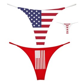 Southern Sisters Womens American Flag Thong Pack of 2 Large Red