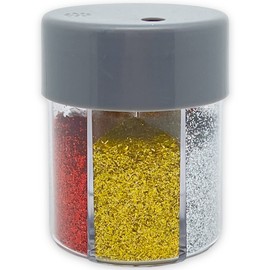 Shimmering Glitter Powder, Glitter Powder for Crafts and Decorating Cards, Colourful Glitter for Decoration (Gold Silver Red Glitter and Stars 80 g Shaker Can)