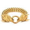 COOLSTEELANDBEYOND Men Gold Steel Square Franco Chain Curb Chain Bracelet