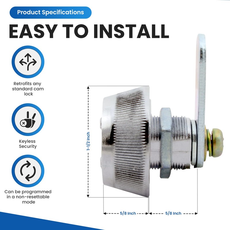 Combi-Cam 7850R-S Combination Cam Lock, 5/8" Chrome Finish