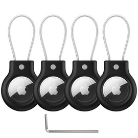[4 PACK] Airtag Case With Wire Cable, Secure Holder Protective Cover Airtag Case for Travel Suitcase, Pet, Anti-Lost and Scratch-Resistant (4-Pack 01)