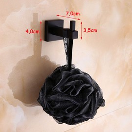 Towel Hook, Black Hook, Wall Hook for Towel, Bathrobe, Coat Hook, Luxury Square Bathroom Kitchen Accessories, One Piece