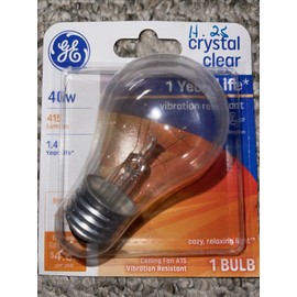 GE 40-Watt Crystal Clear Ceiling Fan Light Bulb w/Medium Base- 415 Lumens