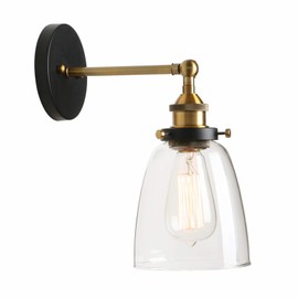 Pathson Vintage Wall Sconce with Clear Glass, Hardwired Bathroom Wall Vanity Light Fixture, Wall Mounted Lamp for Farmhouse Bedroom Bathroom Vanity Mirror Cafe Club (Antqiue)