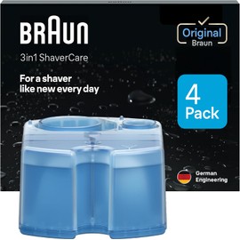 Braun Clean & Renew Refill Cartridges CCR, Replacement Shaver Cleaner Liquid Solution for Clean&Charge System, Pack of 4