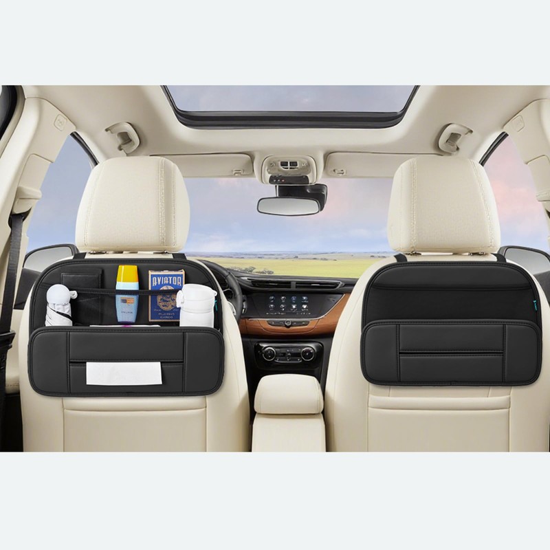 FLORICH 5-in-1 Car Backseat Organizer, Premium Leather Headrest Seat Back