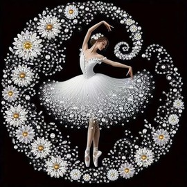 SHICERNHJ Elegant Dancer Flowers Diamond Art Kits for Adults Beginners, Diamond Painting Kits for Adults, 5D Special Shape Crystal Rhinestones Painting kit for Home Wall Decoration 12×12inch