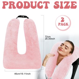 2 Pcs Travel Pillow Car Sleeping Kid Neck U Shaped for The Back Seat Adults Children Head and Body Support Long Distance Journey Accessories (Light Pink)