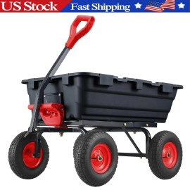 MERXENG 800 Lbs Heavy-Duty Poly Garden Dump Cart, Utility Dump Wagon Cart for Yard ,Farm