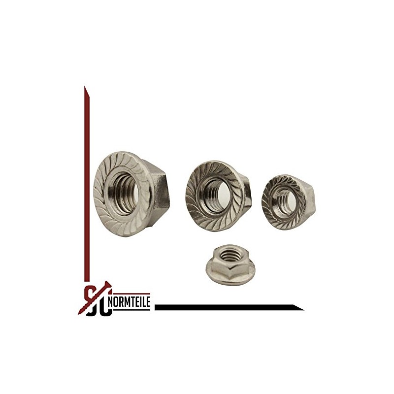 Hexagonal Nuts with Flange and Locking Toothing - M8 -