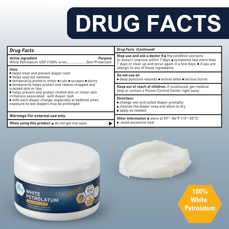 MED PRIDE Pure White Petroleum Jelly – 15 oz Skin