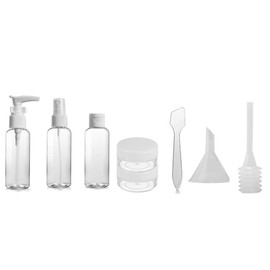 HUIBOHOU Leak Proof Travel Bottles 8 PCS for Toiletries, Refillable Travel Containers Liquid Containers with Clear Toiletries Bag for Cosmetic Shampoo Lotion Makeup Shower Hand Soap (white, mix size)