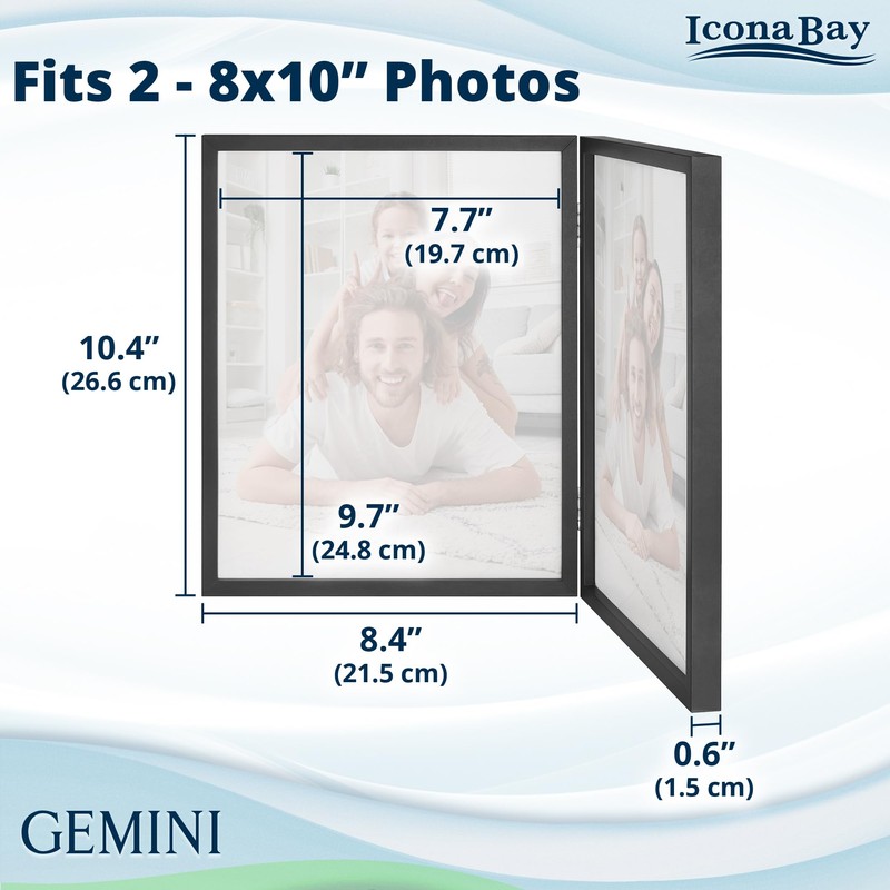 Icona Bay - 8x10 Double Picture Frame - Black -