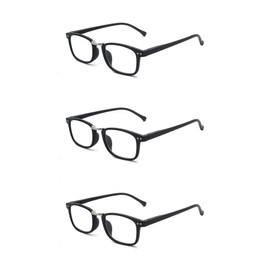 EYE ZOOM 3 Pack Retro Style Reading Glasses for Men and Women, Black, +1.50