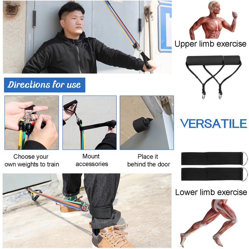 11 Pcs/Set Puller Multi-functional Muscle Strength Yoga Training Rope Resistance