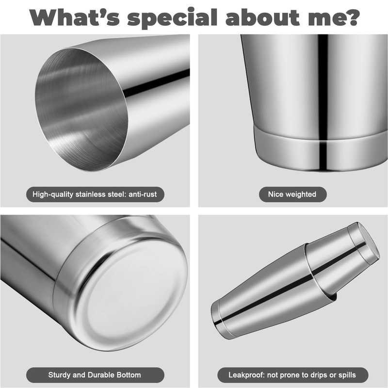 Dandat 16 Pcs Cocktail Shakers Professional Bar Shaker Boston Shaker