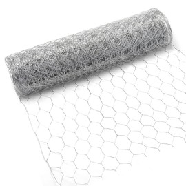 WorthPlanet 13.78 x 157.48 inch Galvanized Hexagonal Wire Mesh Lightweight Metal Hexagonal Wire Netting for Craft Projects, Home Use and Gardening W200031