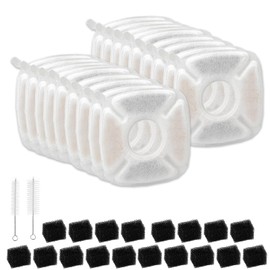KAEGREEL Square Fountain Filters for Cat Dog Water Fountain, 18Pairs Filter Replacement + 18 Black Sponges + 2 Cleaning Brush Compatible with 95oz/2.8L & 67oz/2L & 135oz/4L Pet Fountain